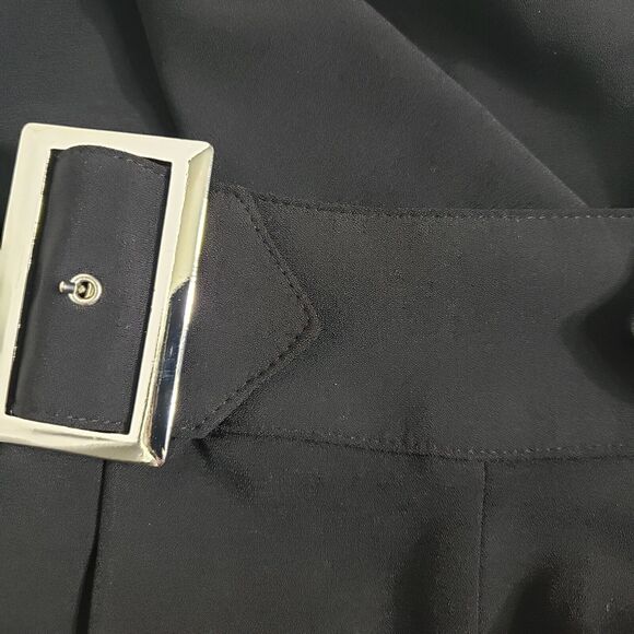 Jennifer Lopez Womens Pants Size 2 Black Cropped Dress Buckles Wide Leg Pockets - Picture 11 of 12